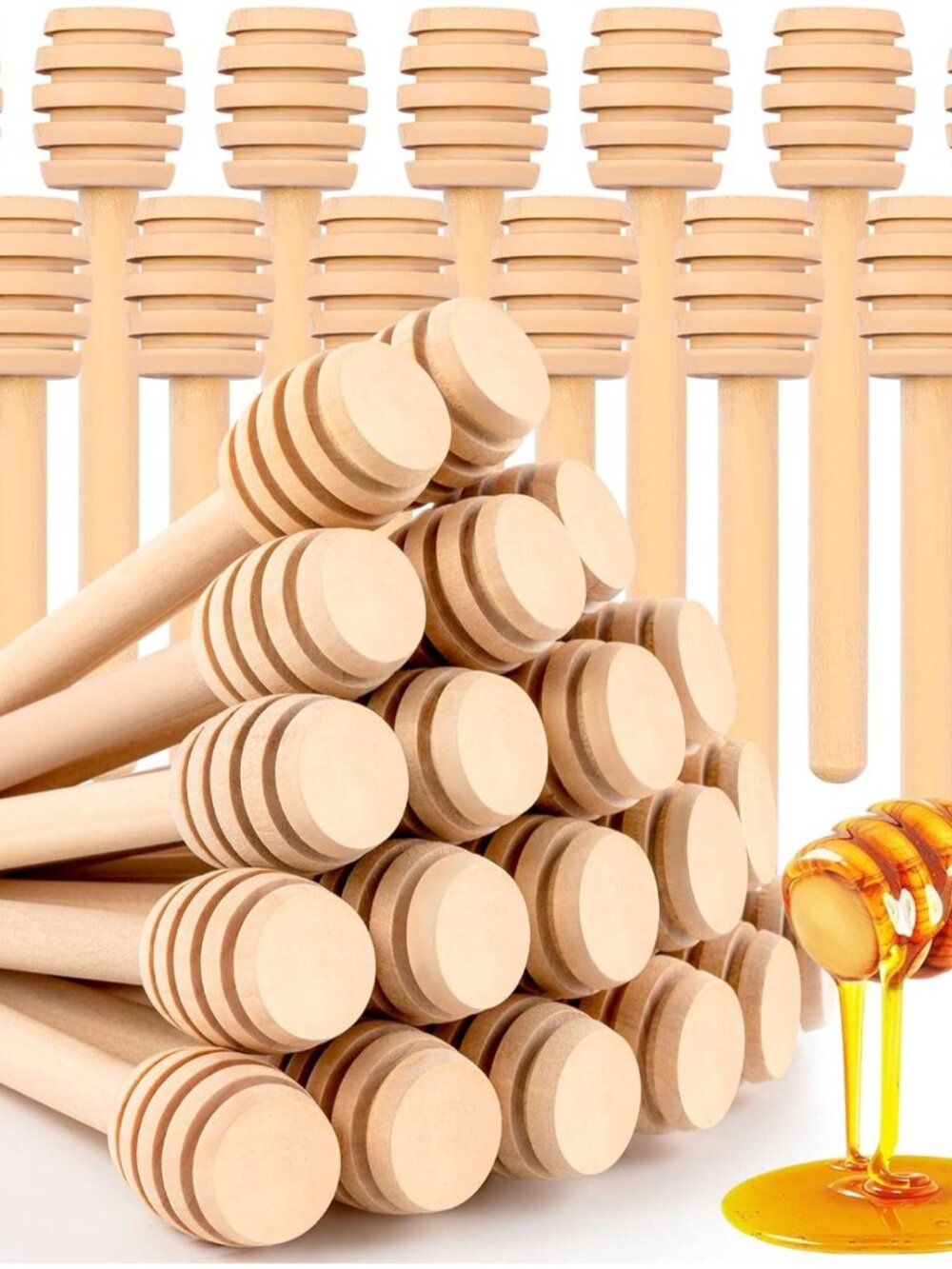 25Pcs Honey Wooden Dipper Mini Honeycomb Sticks 3 Inch